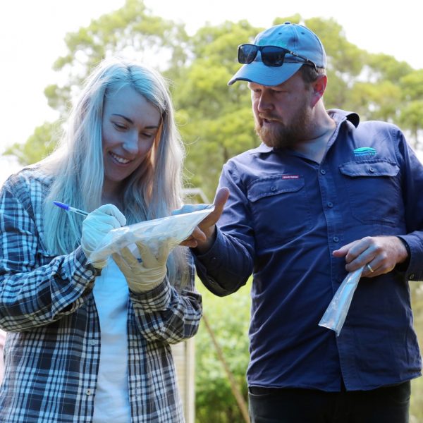 Volunteers collect water samples from the Curdies River to detect the presence of Yarra Pygmy Perch as part of The Great Curdies Perch Search with Waterwatch.