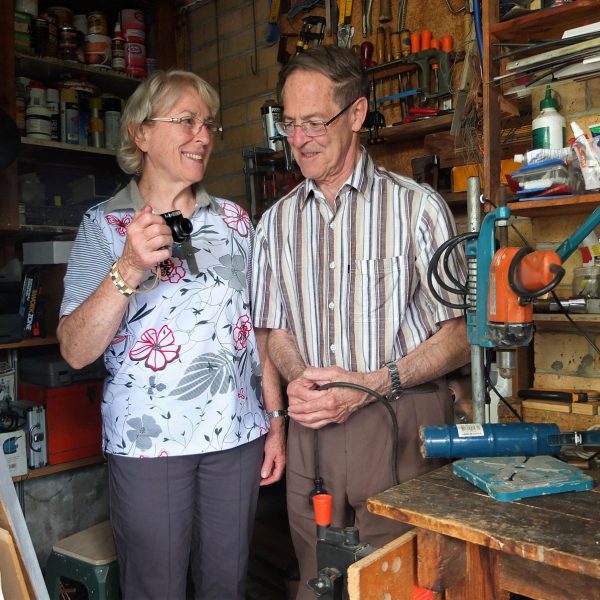 Photography volunteer Margaret, with husband and Technical volunteer, Robin in his workshop